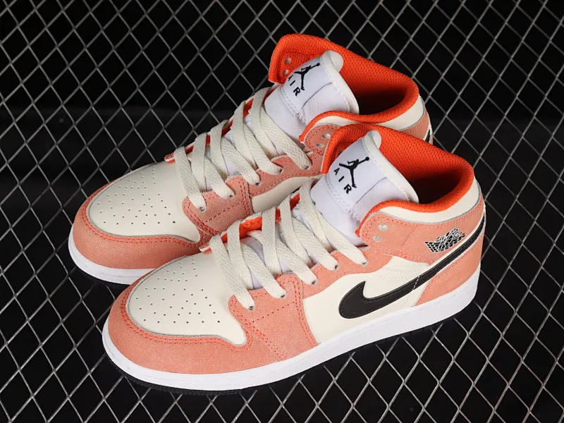 All categories Air Jordan Jordan series basketball shoes Air Jordan 1 High G version pure original Air Jordan 1 Mid GS "Orange Suede" AJ1 Joe 1 orange suede mid-top basketball shoes DV1336-800